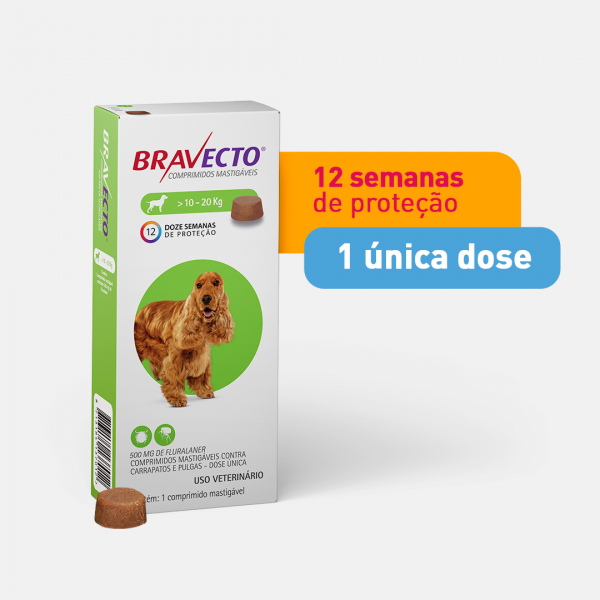 ANTIPULGAS BRAVECTO ORAL 500MG CÃES 10 A 20KG