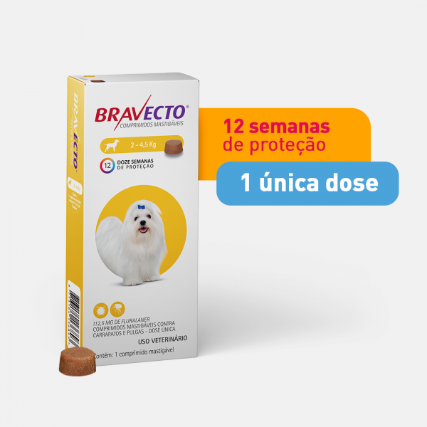 ANTIPULGAS BRAVECTO ORAL 112,5MG CÃES ATÉ 4,5KG