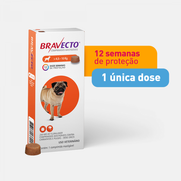 ANTIPULGAS BRAVECTO ORAL 250MG CÃES 4,5 A 10KG