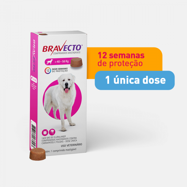 ANTIPULGAS BRAVECTO ORAL 1400MG CÃES 40 A 56KG