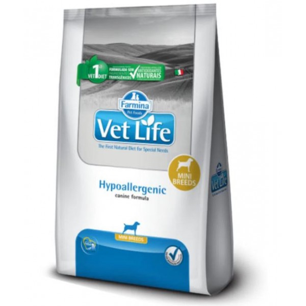 RAÇÃO VET LIFE HYPOALLERGENIC PARA CÃES MINI 2KG