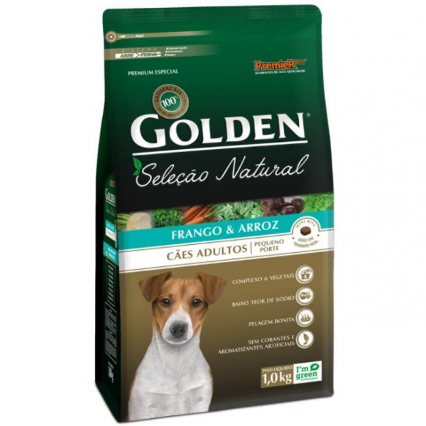 RAÇÃO GOLDEN CÃES ADULTOS RAÇAS PEQUENAS SELEÇÃO NATURAL FRANGO E ARROZ