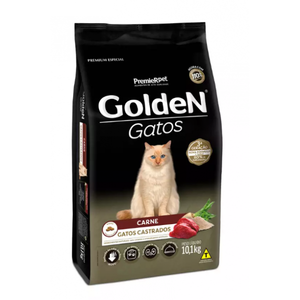 RAÇÃO GOLDEN GATOS CASTRADOS CARNE