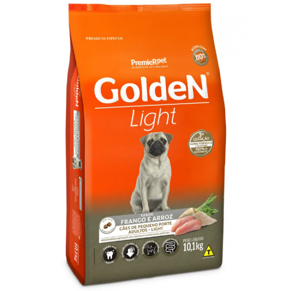 RAÇÃO GOLDEN LIGHT CÃES ADULTOS RAÇAS PEQUENAS FRANGO E ARROZ 