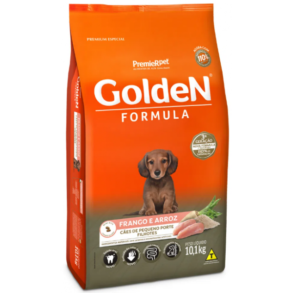 RAÇÃO GOLDEN CÃES FILHOTES RAÇAS PEQUENAS FRANGO E ARROZ 