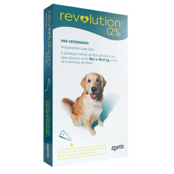 ANTIPULGAS REVOLUTION 12% 240MG CÃES 20,1 A 40KG