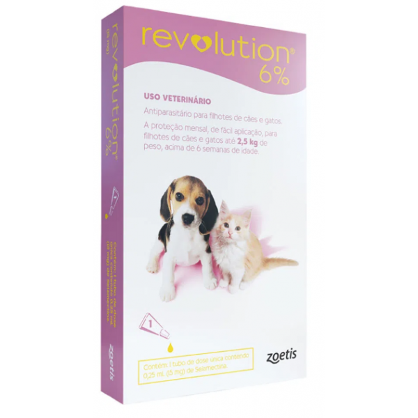 ANTIPULGAS REVOLUTION 6% 15MG CÃES E GATOS 2,5KG