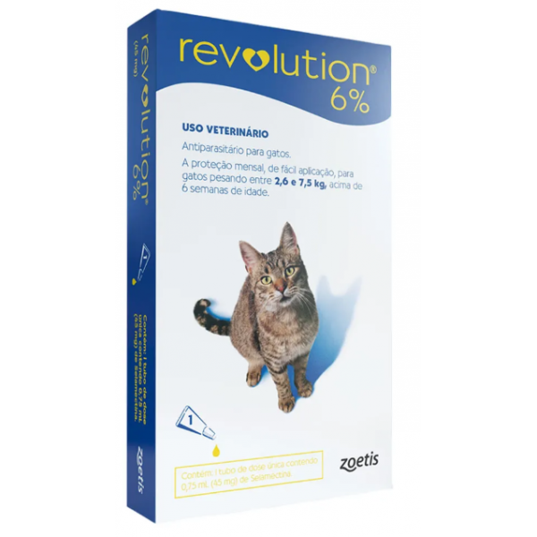 ANTIPULGAS REVOLUTION 6% 45MG GATOS 2,6 A 7,5KG