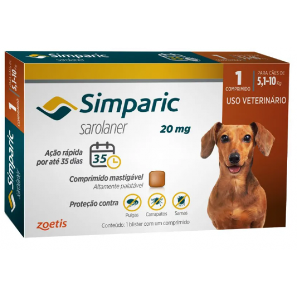 ANTIPULGAS CÃES SIMPARIC 20MG 5,1 À 10KG ZOETIS