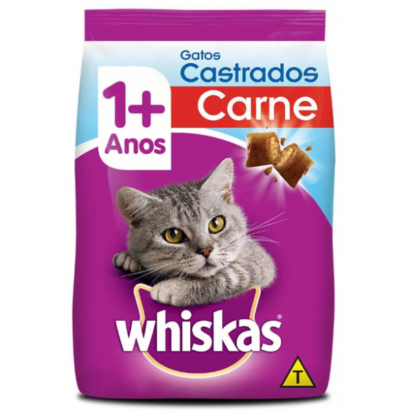 RAÇÃO WHISKAS GATOS CASTRADOS SABOR CARNE 3KG