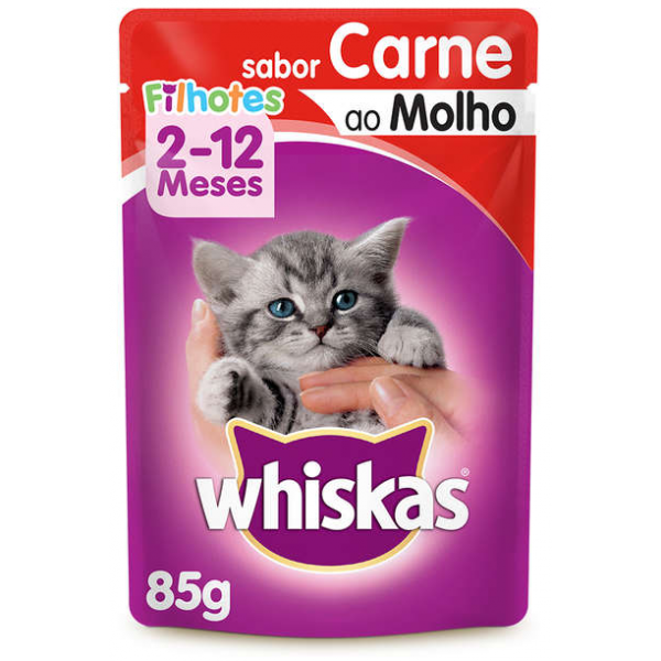 SACHÊ WHISKAS CARNE AO MOLHO GATOS FILHOTES 85G