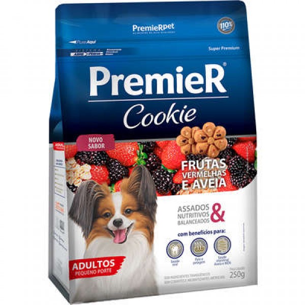 PETISCO PREMIER COOKIE CÃES ADULTOS PEQUENOS FRUTAS VERMELHAS E AVEIA 250G