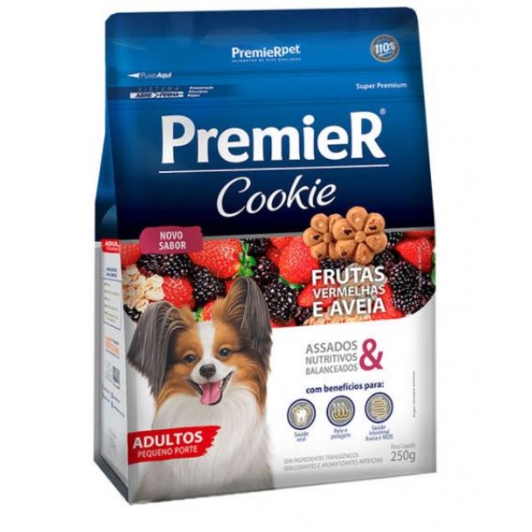 PETISCO PREMIER COOKIE CÃES ADULTOS FRUTAS VERMELHAS E AVEIA 250G