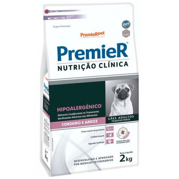 RAÇÃO PREMIER CÃES NUTRIÇÃO CLÍNICA HIPOALERGÊNICO CORDEIRO E ARROZ PEQUENO PORTE