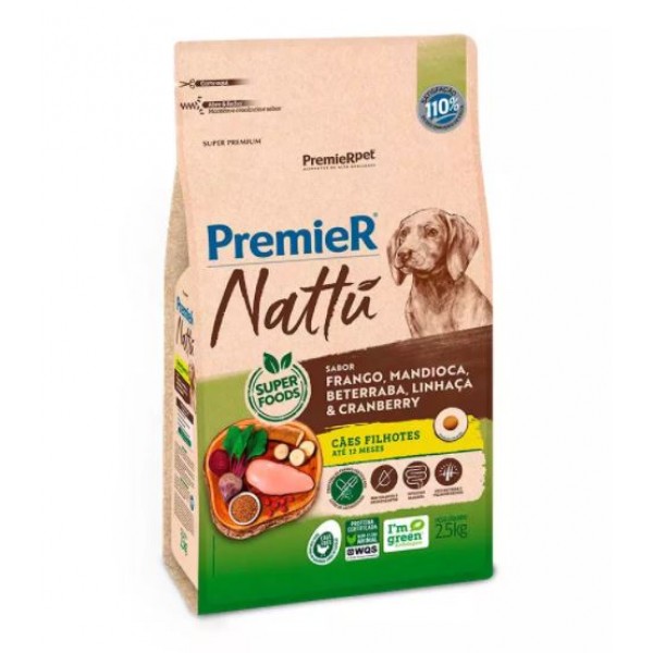 RAÇÃO PREMIER NATTU PARA CÃES FILHOTES SABOR MANDIOCA