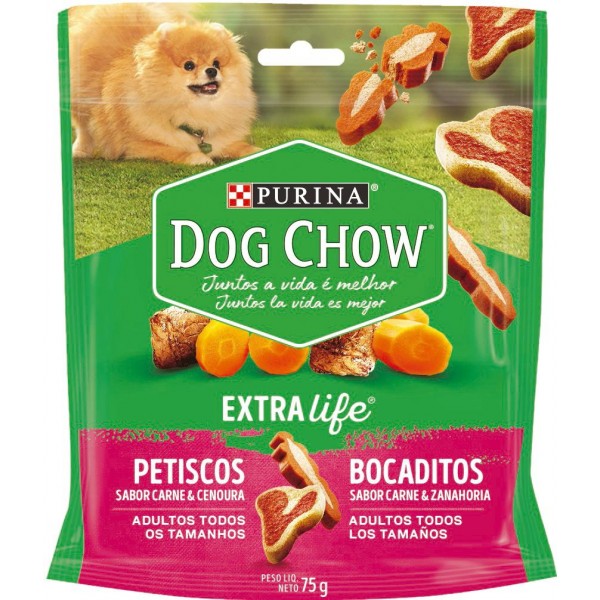 PETISCO DOG CHOW CÃES ADULTOS CARNE E CENOURA