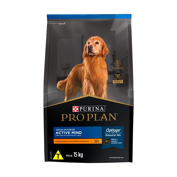 RAÇÃO PRO PLAN ACTIVE MIND CÃES ADULTOS 7 + COMPLETE 15KG