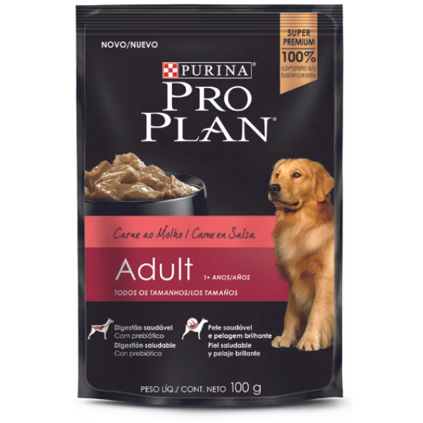 SACHÊ PROPLAN ADULTOS SABOR CARNE AO MOLHO 100G