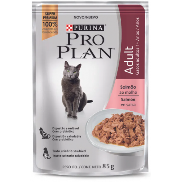 SACHÊ PROPLAN GATOS ADULTOS SABOR SALMÃO AO MOLHO 85G