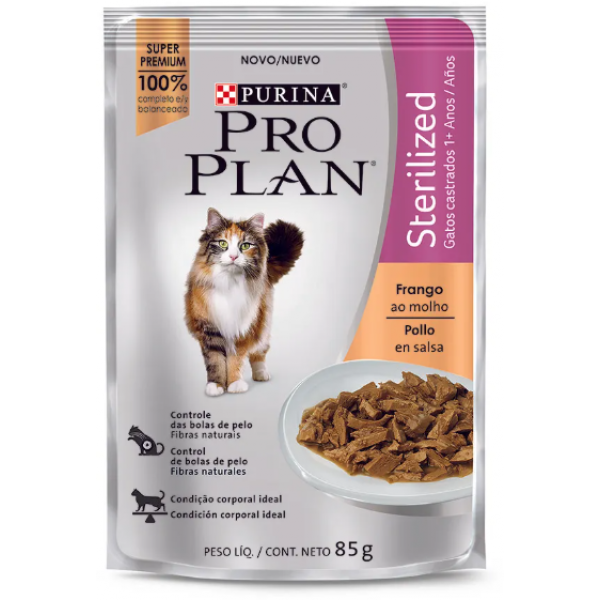 SACHÊ PROPLAN GATOS CASTRADOS SABOR FRANGO AO MOLHO 85G