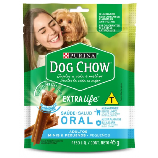 PETISCO DOG CHOW EXTRA LIFE ADULTOS MINIS E PEQUENOS 45G