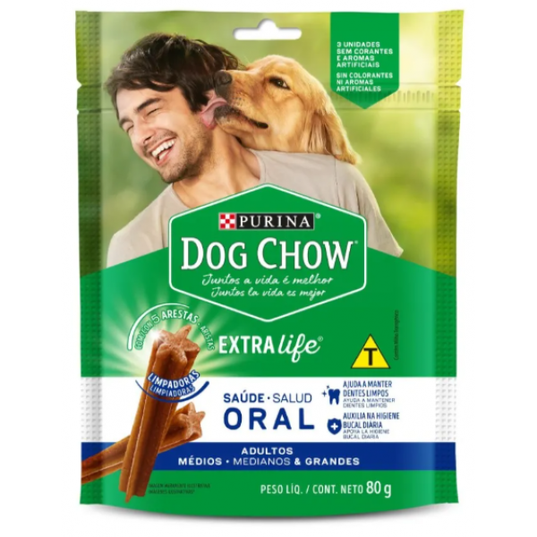 PETISCO DOG CHOW EXTRA LIFE ADULTOS MÉDIOS E GRANDES 80G