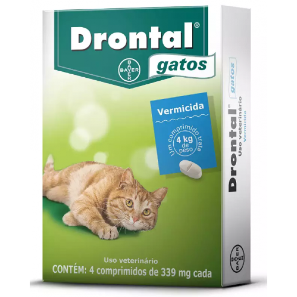 VERMIFUGO DRONTAL GATO CX 4 COMPRIMIDO P/ 4 KG