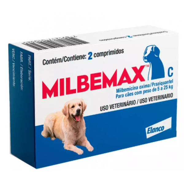 VERMIFUGO MILBEMAX P/CÃES DE 5KG A 25KG