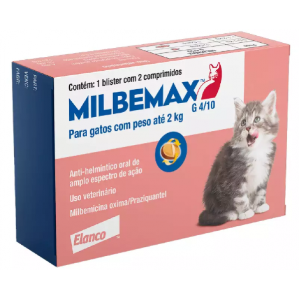 VERMIFUGO MILBEMAX PARA GATOS ATÉ 2 KG