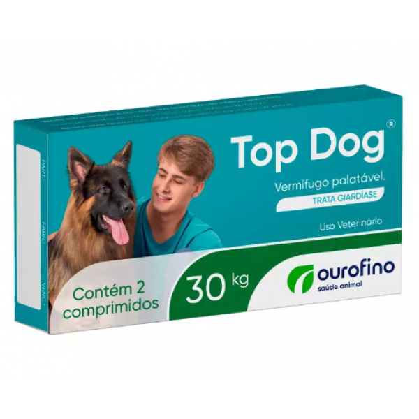 VERMIFUGO TOP DOG ATÉ 30KG CX C/2 COMPRIMIDOS