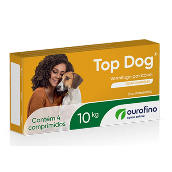 VERMIFUGO TOP DOG ATÉ 10KG CX C/4 COMPRIMIDOS