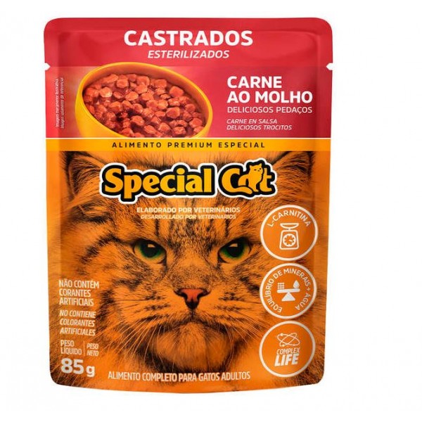 SACHÊ SPECIAL CAT GATOS CASTRADOS CARNE AO MOLHO 85G