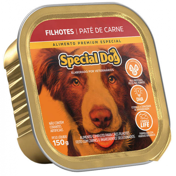 RAÇÃO ÚMIDA SPECIAL DOG PATÊ CARNE, CÃES FILHOTES 150G