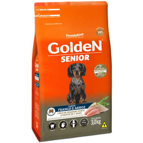 RAÇÃO GOLDEN SÊNIOR CÃES RAÇAS PEQUENAS FRANGO E ARROZ 