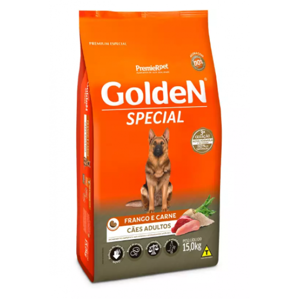 RAÇÃO GOLDEN FÓRMULA SPECIAL CÃES ADULTOS SABOR FRANGO E CARNE