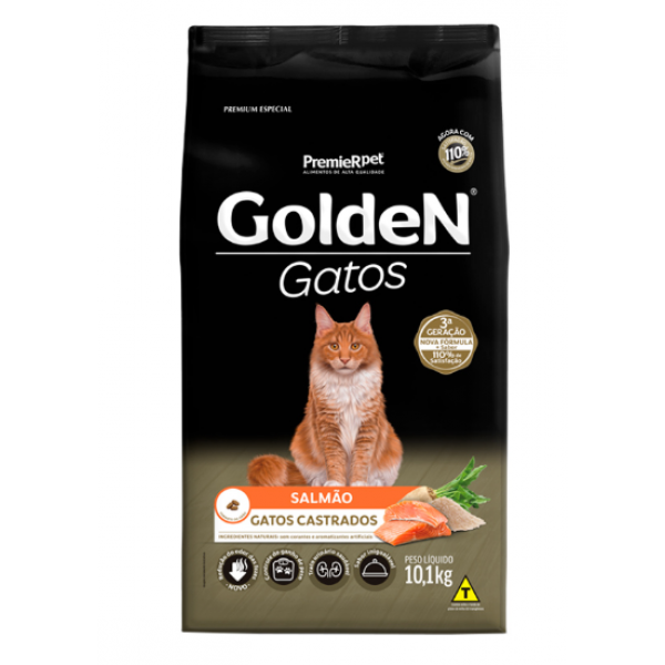 RAÇÃO GOLDEN GATOS CASTRADOS ADULTO SALMÃO