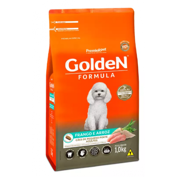 RAÇÃO GOLDEN MINI BITS CÃES ADULTOS PORTE PEQUENO SABOR FRANGO E ARROZ