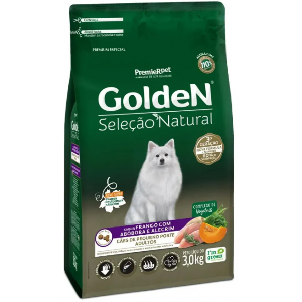 RAÇÃO GOLDEN SELEÇÃO NATURAL CÃES ADULTOS RAÇAS PEQUENAS ABÓBORA