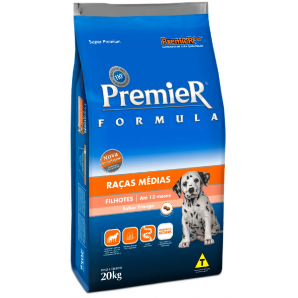 RAÇÃO PREMIER CÃES FILHOTES RAÇAS MÉDIAS 20KG