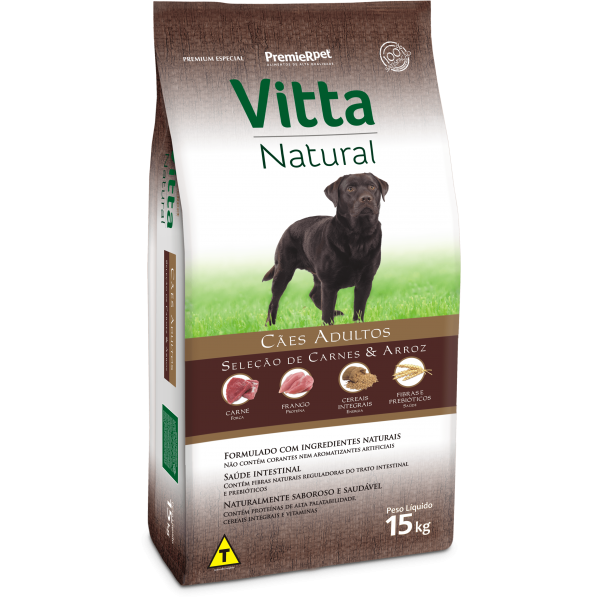 RAÇÃO VITTA NATURAL ADULTO CARNE E ARROZ 15KG