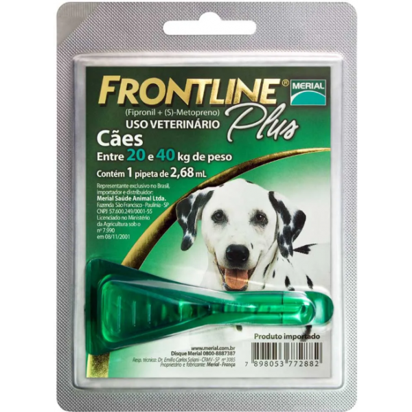 ANTIPULGAS E CARRAPATOS FRONTLINE PLUS PARA CÃES DE 20 A 40KG