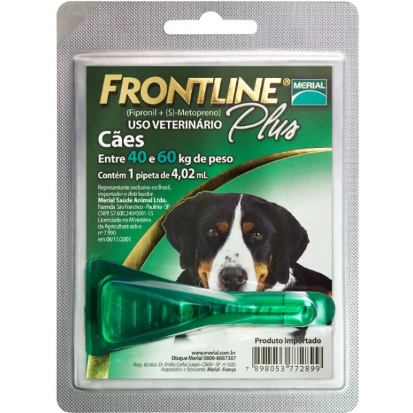 ANTIPULGAS E CARRAPATOS FRONTLINE PLUS PARA CÃES DE 40 A 60KG