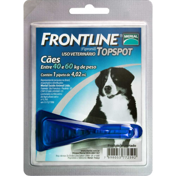 ANTIPULGAS E CARRAPATOS FRONTLINE TOPSPOT PARA CÃES DE 40 A 60KG