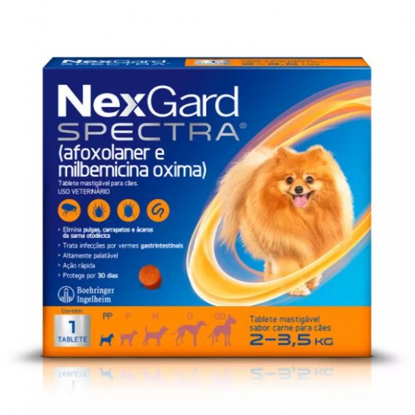 ANTIPULGAS E CARRAPATOS NEXGARD SPECTRA PARA CÃES DE 2 A 3,5KG