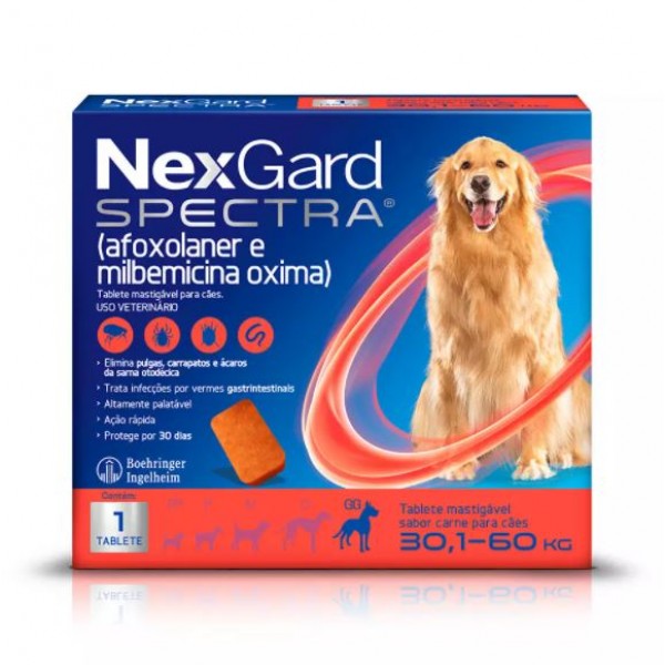 ANTIPULGAS E CARRAPATOS NEXGARD SPECTRA PARA CÃES DE 30,1 A 60KG