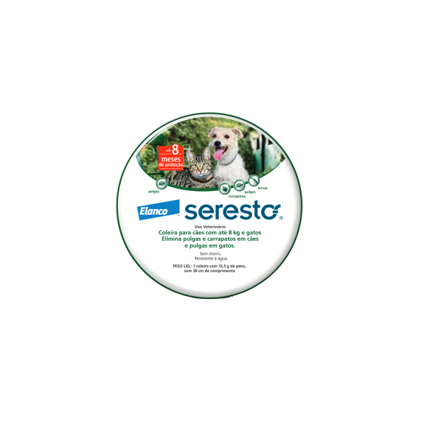 COLEIRA ANTIPULGAS SERESTO CÃES E GATOS ATÉ 8KG